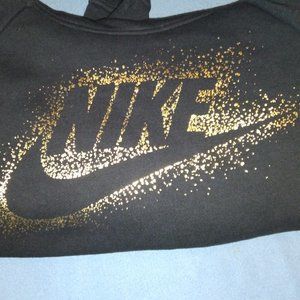 Nike Black and Gold Medium Funnel Neck Hoodie